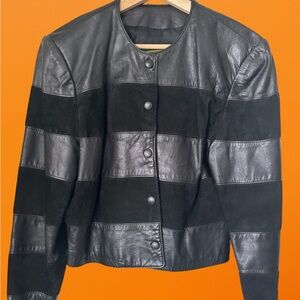 DANIER STRIPED LEATHER AND SUEDE BLAZER